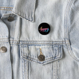 Levendige Pastel Gradiënt HAPPY Typografie - Moder Ronde Button 3,2 Cm