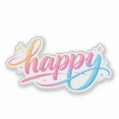 Levendige Pastel Gradiënt HAPPY Typografie - Moder Sticker (Voorkant)