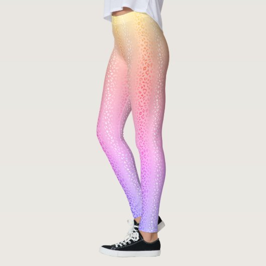 Levendige pastel gradiënt luipaard print Leggings (Links)