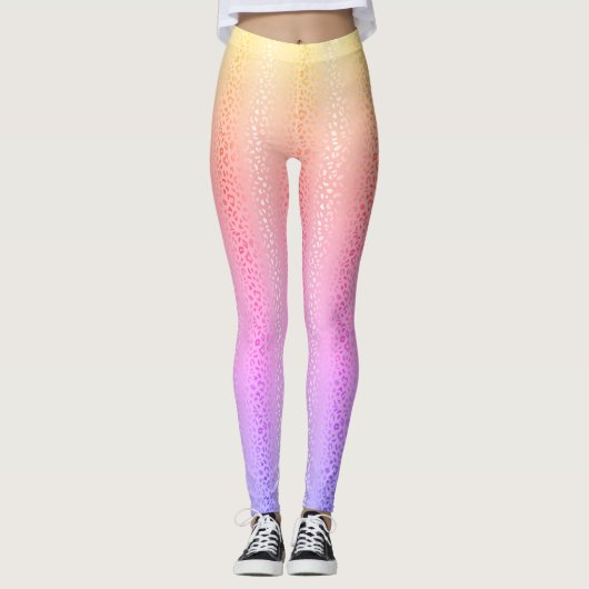 Levendige pastel gradiënt luipaard print Leggings (Voorkant)