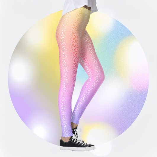 Levendige pastel gradiënt luipaard print Leggings