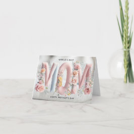 Levendige pastel roze Moederdag Kaart
