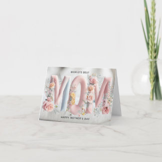Levendige pastel roze Moederdag Kaart