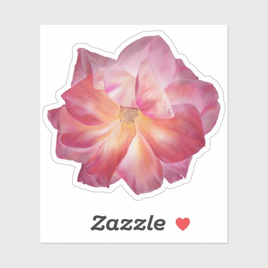 Levendige Pastel Roze Rose Illustratie Custom Sticker (Vel)