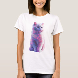 Levendige Pastel Waterverf Fluffy Perzische Kat Vr T-shirt