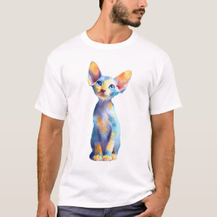 Levendige Pastel Waterverf Sphynx Kat Mannen T-shirt