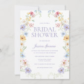 Levendige Pastel Wilde Bloemen Moderne Bruidsdouch Kaart (Voorkant)