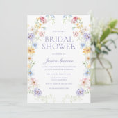 Levendige Pastel Wilde Bloemen Moderne Bruidsdouch Kaart (Staand voorkant)