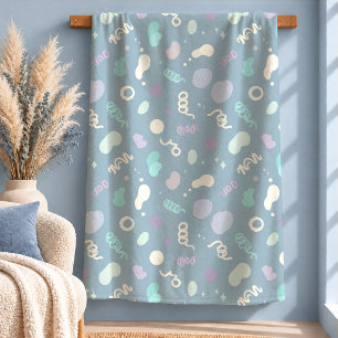 Levendige Pastelblauwe Memphis Worpdeken Design Sherpa Deken