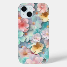 Levendige Pastelbloem Bloom Patroon Telefoonhoes iPhone 15 Case