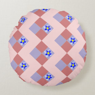 Levendige Patchwork Bloem  Rond Kussen