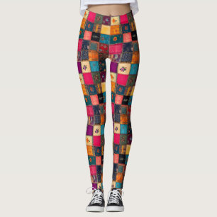 Levendige Patchworkdeken met Klassieke Bloemmotiev Leggings