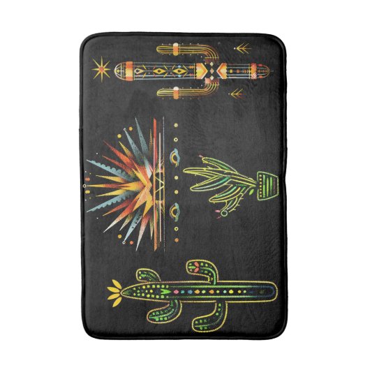 Levendige Patroon Cactus Zuidwest Badmat (Voorkant Verticaal)