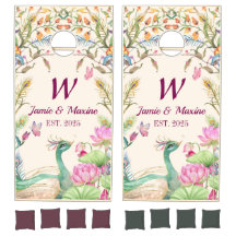 Levendige pauw en bloemenbruiloft