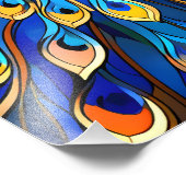 Levendige pauw in Art Nouveau-stijl Kleurrijke kun Foto Afdruk (Hoek)