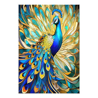 Levendige pauw in Art Nouveau-stijl Kleurrijke kun Foto Afdruk