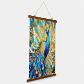 Levendige pauw in Art Nouveau-stijl Kleurrijke kun Hangend Wandkleed (Gebogen)