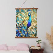 Levendige pauw in Art Nouveau-stijl Kleurrijke kun Hangend Wandkleed (Slaapkamer)