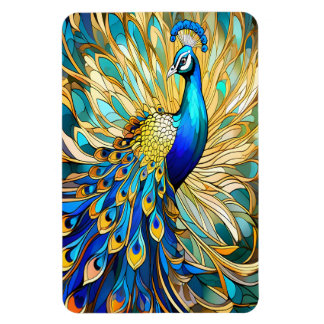 Levendige pauw in Art Nouveau-stijl Kleurrijke kun Magneet