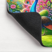 Levendige Pauw in een Fantasy Garden Schilderij Muismat (Hoek)