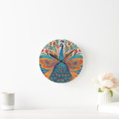 "Levendige pauw in Mexicaanse volkskunststijl Ronde Klok (Huis)