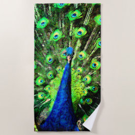 Levendige Peacock Beach handdoek