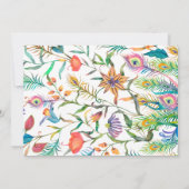 Levendige peacock Botanical Spring Wedding Kaart (Achterkant)