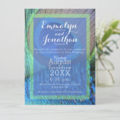 Levendige Peacock Feather Moderne uitnodiging (Staand voorkant)