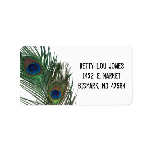 Levendige Peacock Feathers met White Etiket (Voorkant)