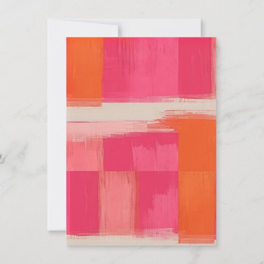 Levendige penseelstreek geometrisch patroon – Roze Kaart (Achterkant)