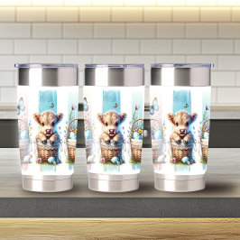 Levendige penseelstreek Paas Highland Koe 20oz Geïsoleerde Drinkbeker