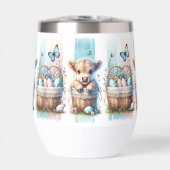 Levendige penseelstreek Pasen Koe Wine Tumbler (Voorkant)