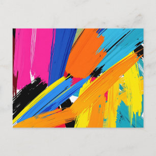 Levendige penseelstreken Abstract Modern Briefkaart