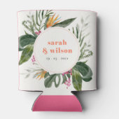 Levendige Perzik Blush Boho Tropische Bloemen Brui Blikjeskoeler (Achterkant)