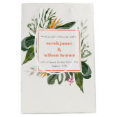 Levendige Perzik Blush Boho Tropische Bloemen Brui Medium Cadeauzakje (Voorkant)