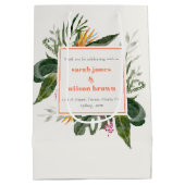 Levendige Perzik Blush Boho Tropische Bloemen Brui Medium Cadeauzakje (Achterkant)