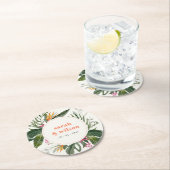 Levendige Perzik Blush Boho Tropische Bloemen Brui Ronde Kartonnen Onderzetter (Insitu)