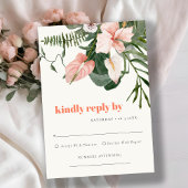 Levendige Perzik Blush Boho Tropische Bloemen Brui RSVP Kaartje