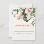 Levendige Perzik Blush Boho Tropische Bloemen Brui RSVP Kaartje (Voorkant)
