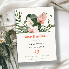 Levendige Perzik Blush Boho Tropische Bloemen Brui Save The Date