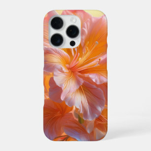 Levendige Perzik Hibiscus Bloem iPhone 16 Pro Hoesje