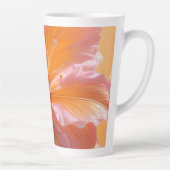 Levendige Perzik Hibiscus Bloem Latte Mok (Rechts)