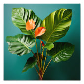 Levendige Philodendron en Anthurium Bloemen Foto Afdruk (Voorkant)