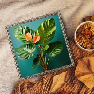 Levendige Philodendron en Anthurium Bloemen Foto Afdruk