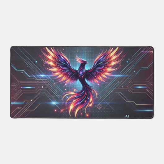 Levendige Phoenix Desk Mat | Kleurrijke gaming & k (Voorkant)