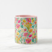 Levendige Phoenix met bloemenachtergrond Mok (Midden)