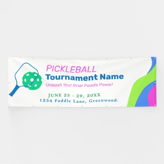 Levendige Pickleball Tournament Banner (Horizontaal)