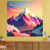 Levendige piek: een sneeuwberg bij zonsondergang. canvas afdruk (Insitu (Woonkamer))