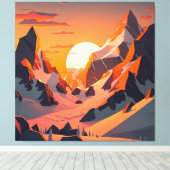 Levendige piek: een sneeuwberg bij zonsondergang. canvas afdruk (Insitu (Houten vloer))