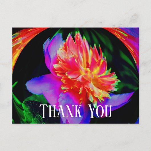 Levendige Pioen Abstracte Bloemige Bedankkaart Briefkaart (Voorkant)